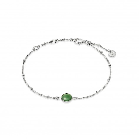 Green Aventurine Healing Stone Bobble Bracelet Silver