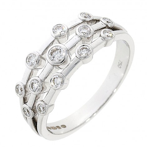 18ct white gold three row bubble design diamond eternity ring