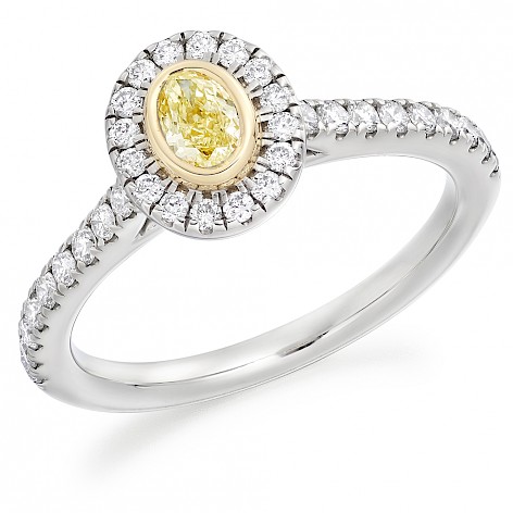 Platinum Yellow Diamond Halo ring